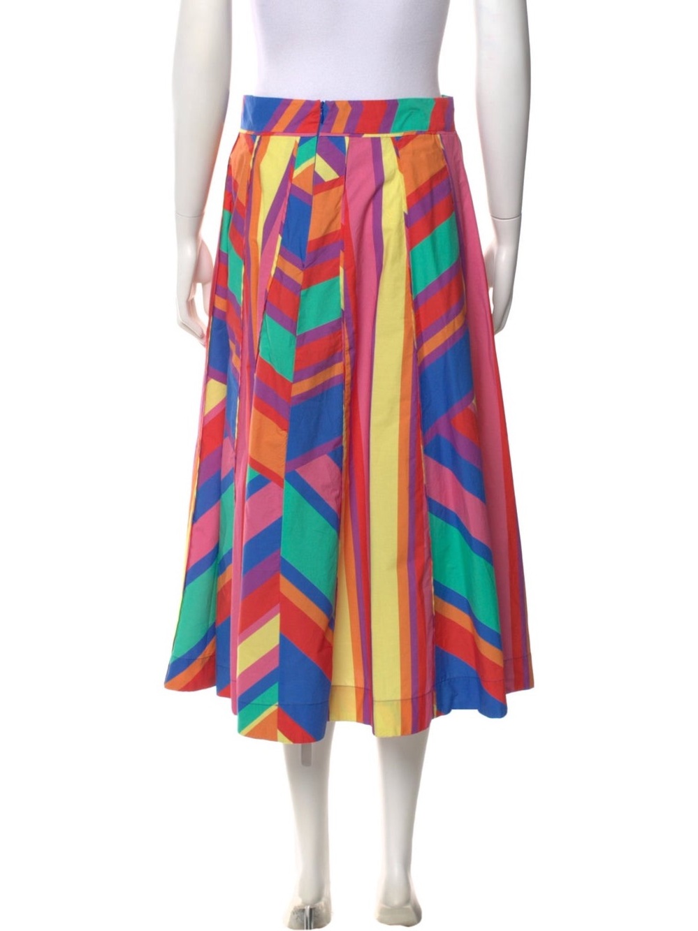 Vibrant Multicolor Chevron Midi Skirt - Flare A-Line - Picture 3 of 5
